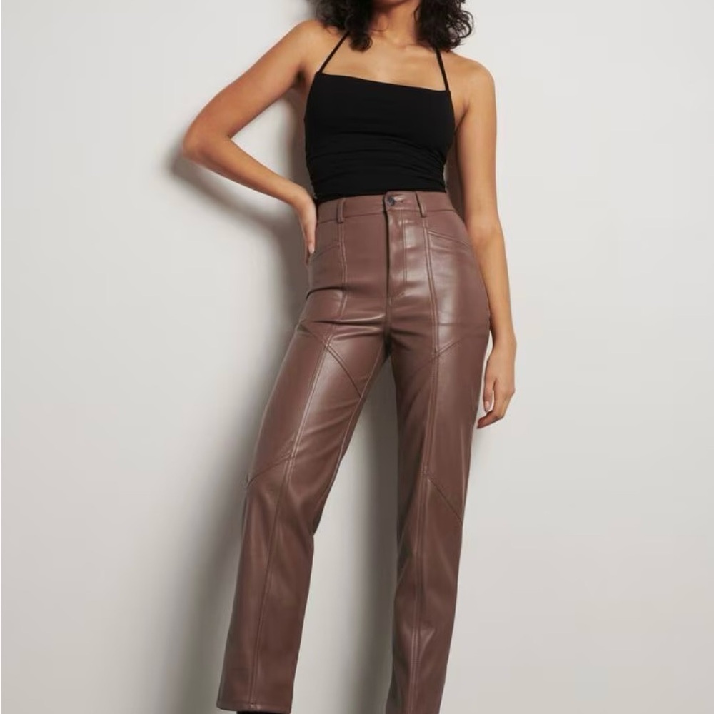 ‼️SOLD‼️NWT Dynamite Brown Faux Leather Pants